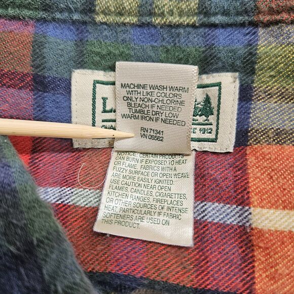 L.L. Bean Mens Colorful Plaid Flannel Shirt Button Down Size XL - Picture 6 of 7